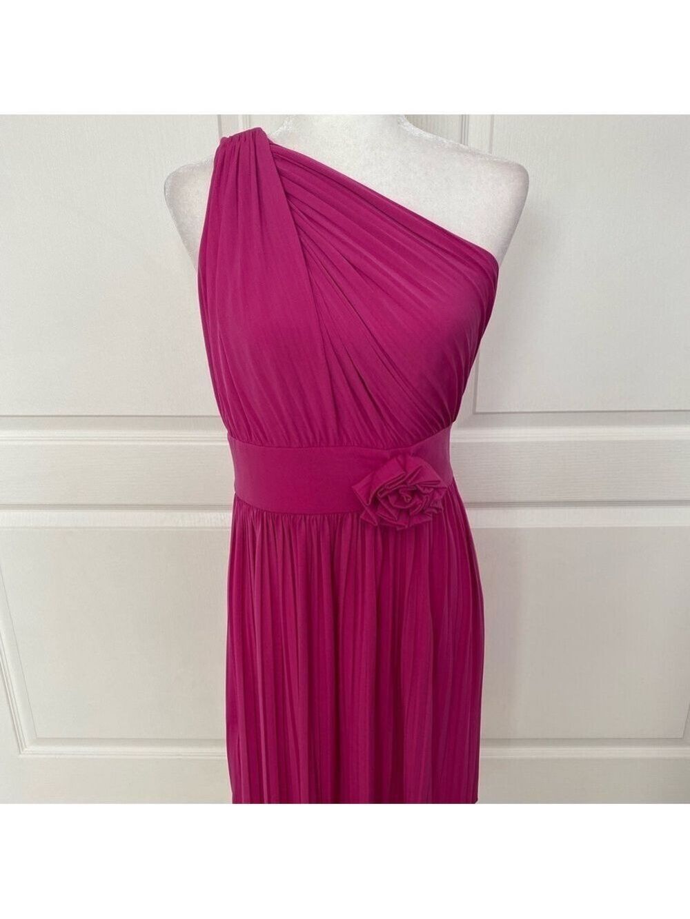 FINAL-Max & Cleo One Shoulder Pink Fuchsia Cocktail Dress Size 8 - Picture 3 of 11